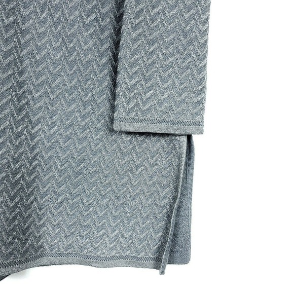 Escada Saks Fifth Avenue Cardigan EUR 42 Gray Wool Chevron Knit Tunic Sweater - Picture 4 of 9